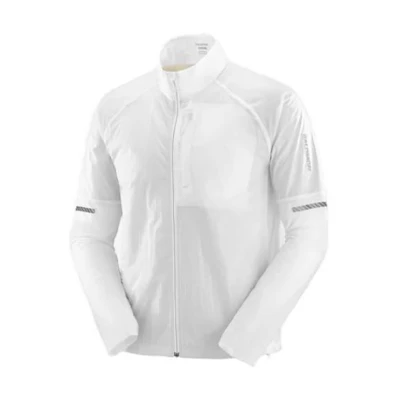 Salomon White Wind Jacket with Letter Print and Zip-Up High Collar LC2099500