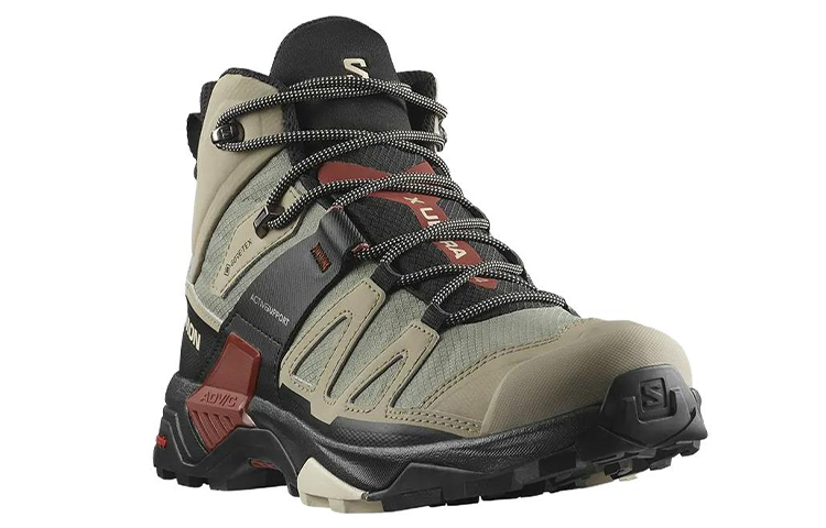 Lookbook SALOMON薩洛門 X Ultra 4 Mid Gtx 耐磨透氣 中幫 戶外功能鞋 男款 卡其綠