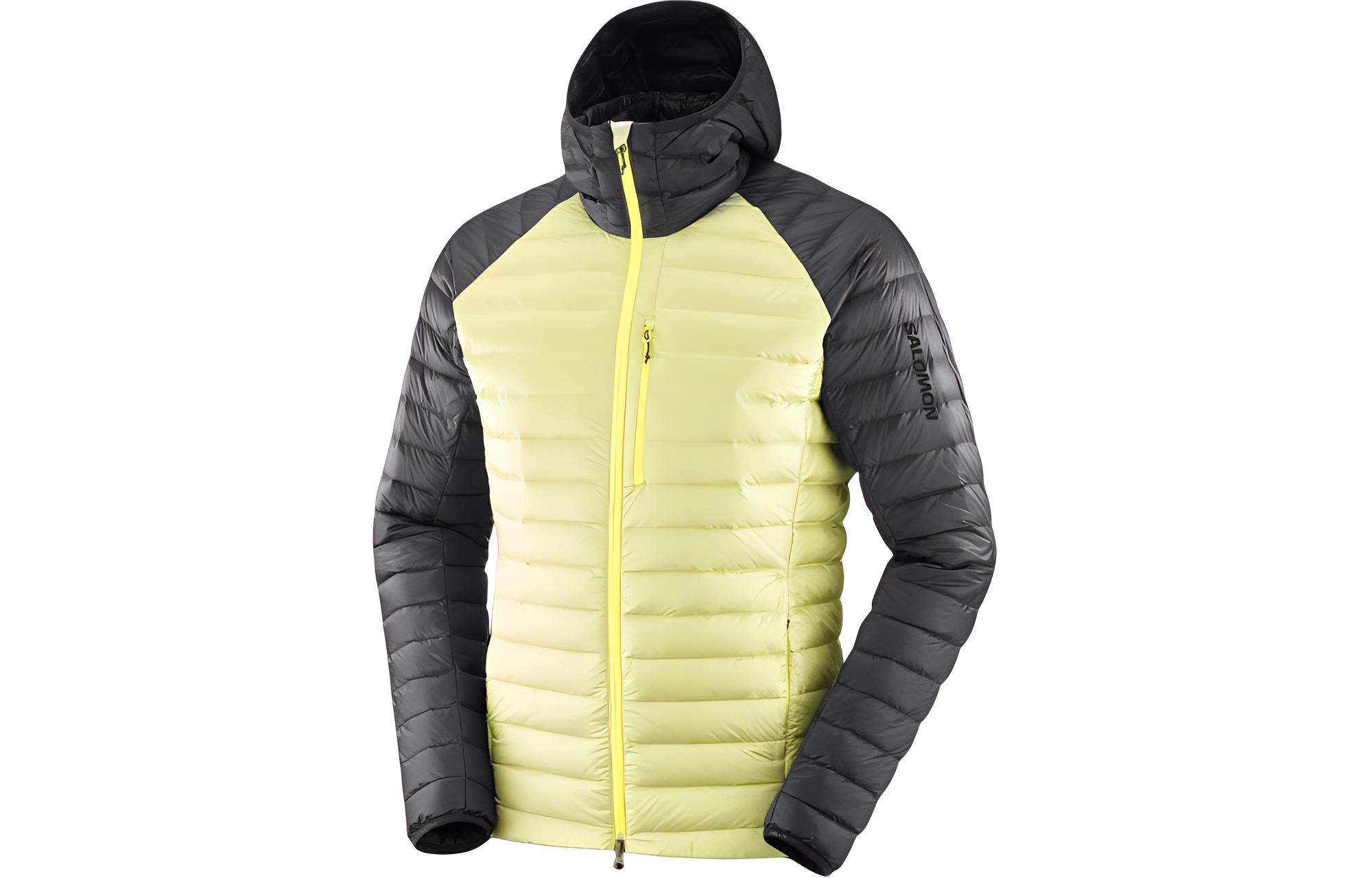 Salomon Yellow Color-Block Hoodie Jacket Casual Fit with Zipper LC2104100