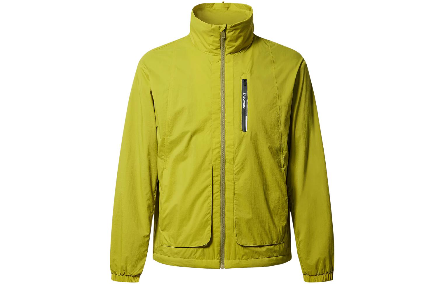 Salomon Yellow Zip-Up Logo Jacket with Stand Collar, Unicolor Design LC2392200
