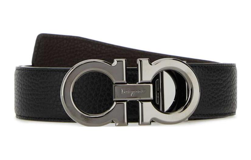 Order 萨尔瓦托·菲拉格慕 黑色皮革可双面用腰带 搭配光滑扣头 679710689134NEROHICKORY