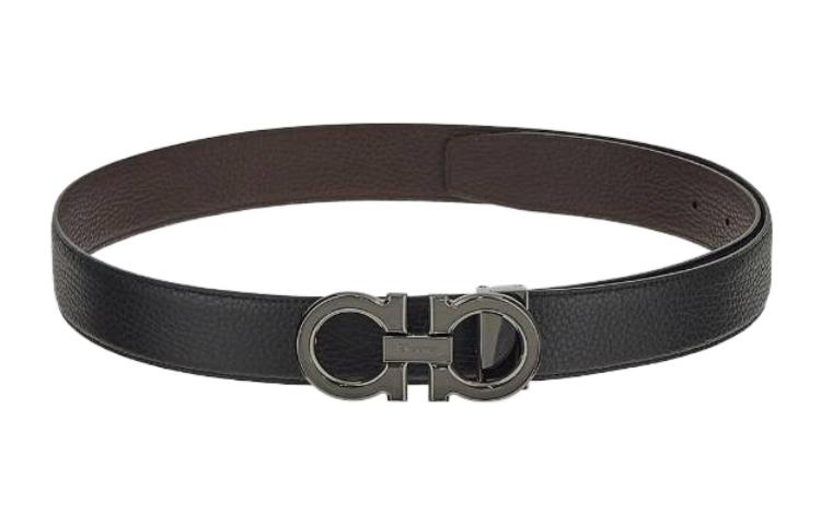 Lookbook 萨尔瓦托·菲拉格慕 黑色皮革可双面用腰带 搭配光滑扣头 679710689134NEROHICKORY