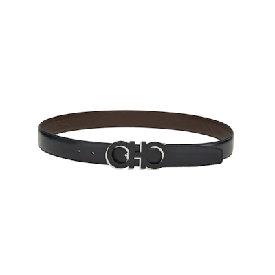 Salvatore Ferragamo Reversible Adjustable Belt Black/Walnut 3.2cm 670187-758620