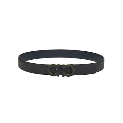Salvatore Ferragamo Reversible Horsebit Belt Black 3.5cm Wide. 670017-758674