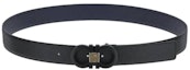 Lookbook Salvatore Ferragamo Tali Pinggang Kulit Boleh Balik Hitam/Biru Lebar 3.5cm 679535754208