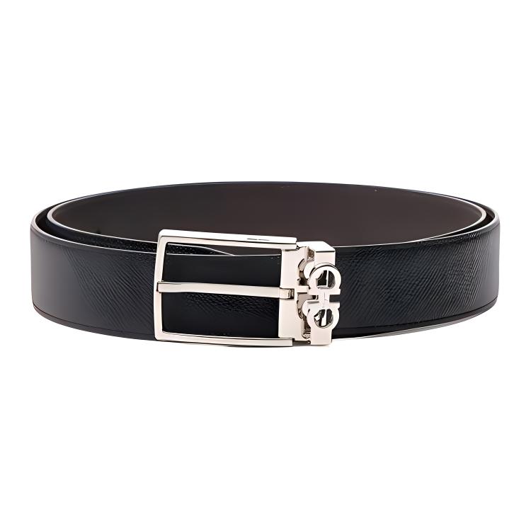 Salvatore Ferragamo Black Calf Leather Belt 3.5cm Wide. 67A037-708206
