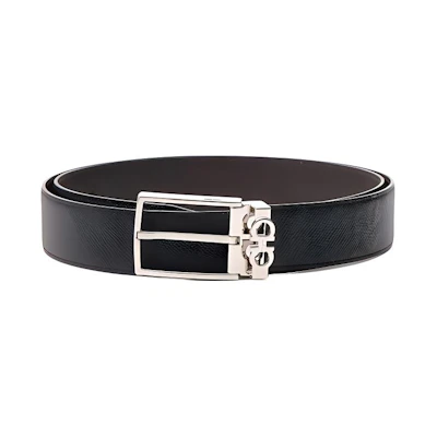 Salvatore Ferragamo Black Calf Leather Belt 3.5cm Wide. 67A037-708206