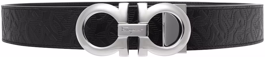 Salvatore Ferragamo Black Gancini Buckle Reversible Belt 3.5cm 675542-724127 Salvatore Ferragamo Black Gancini Buckle Reversible Belt 3.5cm 675542-724127