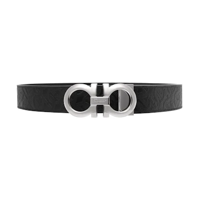 Salvatore Ferragamo Black Gancini Buckle Reversible Belt 3.5cm 675542-724127