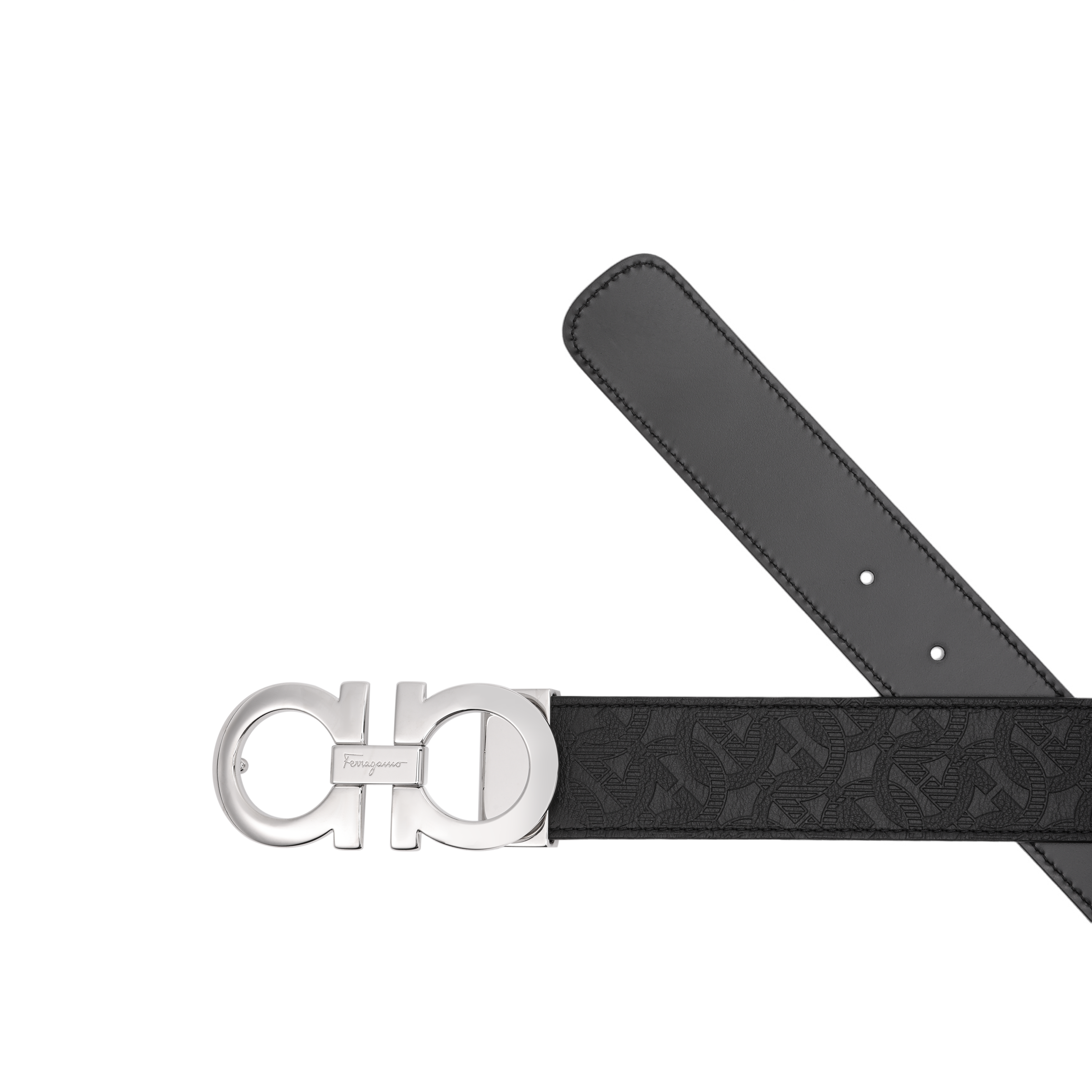 Purchase Salvatore Ferragamo 黑色 Gancini 雙面皮帶 3.5公分 675542-724127