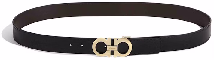Salvatore Ferragamo Black Leather Belt, Smooth Finish, 3.5cm Width. 586940 Salvatore Ferragamo Black Leather Belt, Smooth Finish, 3.5cm Width. 586940