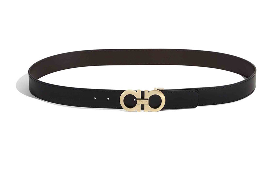 Order Sabuk Kulit Hitam Salvatore Ferragamo, Finishing Halus, Lebar 3.5cm. 586940