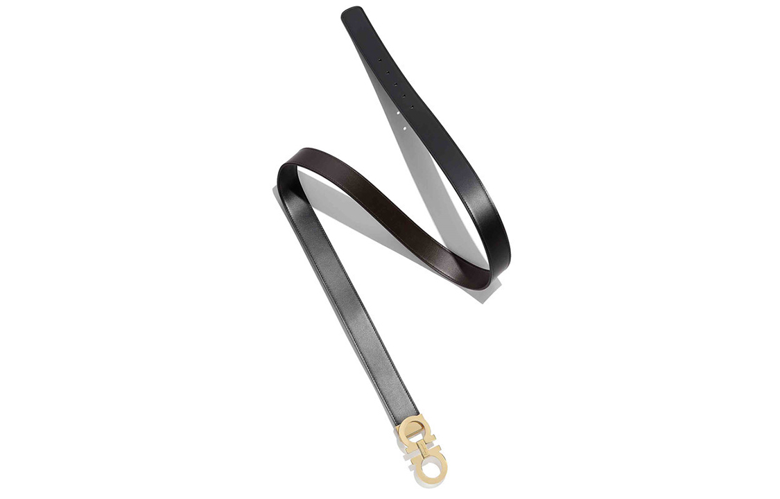 Lookbook Sabuk Kulit Hitam Salvatore Ferragamo, Finishing Halus, Lebar 3.5cm. 586940