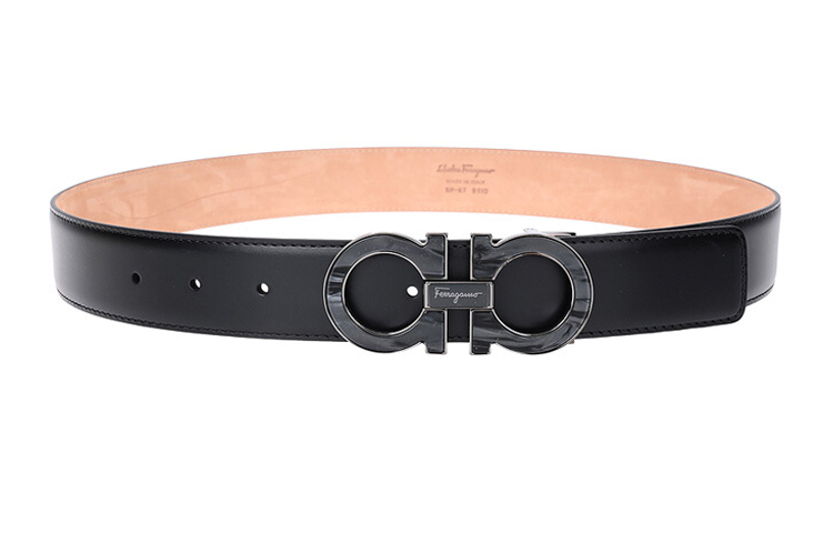 Salvatore Ferragamo Black Leather Buckle Belt 3.5cm Wide 679110-0587067
