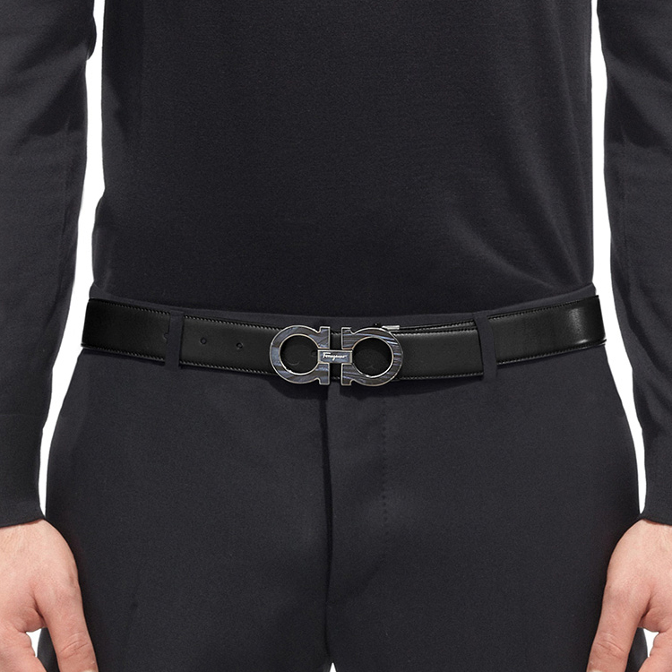 Salvatore Ferragamo Black Leather Buckle Belt 3.5cm Wide 679110-0587067 圖 5