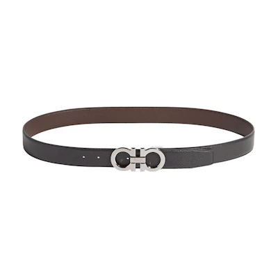 Salvatore Ferragamo Black Leather Gancini Buckle Belt 3.5cm 679710-689134