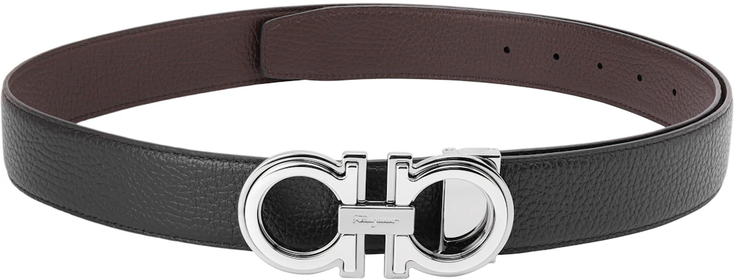 Salvatore Ferragamo Black Textured Leather Silver Buckle Gancini Belt 3.5cm 67A254-734227 Lookbook Salvatore Ferragamo Black Textured Leather Silver Buckle Gancini Belt 3.5cm 67A254-734227