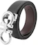 Shop Salvatore Ferragamo Black Textured Leather Silver Buckle Gancini Belt 3.5cm 67A254-734227