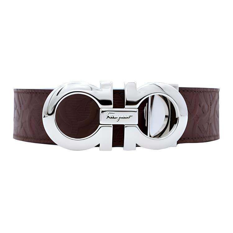 Salvatore Ferragamo Gancini Reversible Leather Belt for Men 3.5cm Wide. 675542-0741409