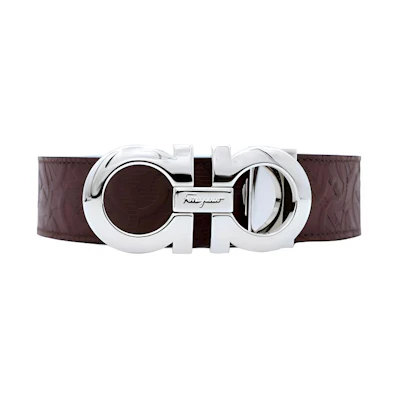Salvatore Ferragamo Gancini Reversible Leather Belt for Men 3.5cm Wide. 675542-0741409