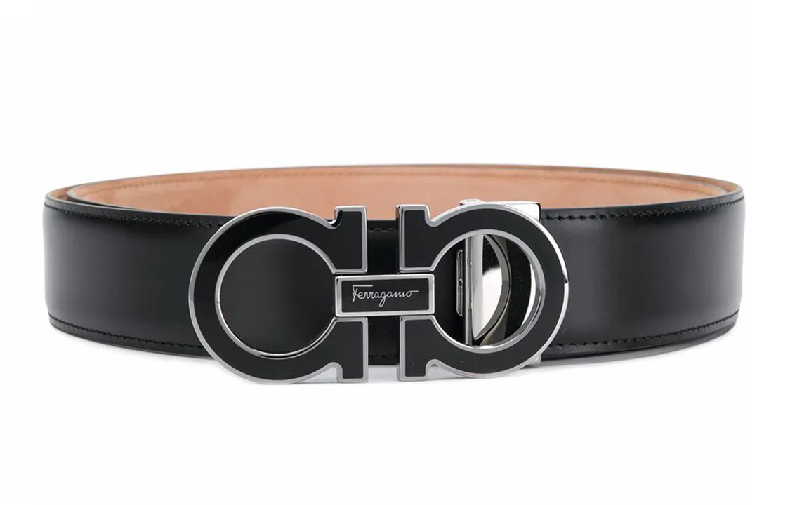 Salvatore Ferragamo Leather Belt Black 3.5cm Wide 671502002