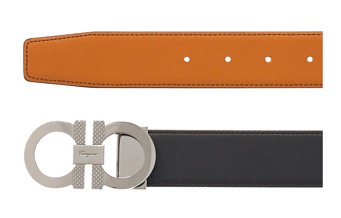 Salvatore Ferragamo Reversible Leather Belt Black/Brown 3.5cm Width Men 670084-750184 圖 4