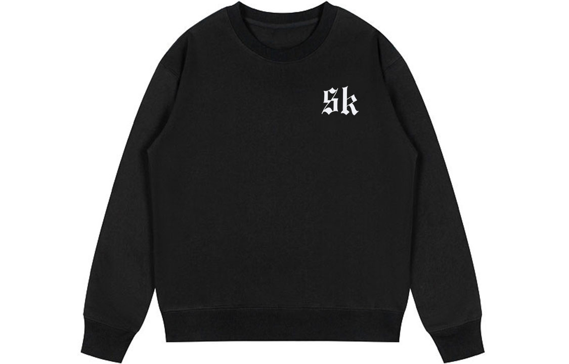 SandKnit Athflow Basic Oversized Crewneck Sweatshirt with Flocked Letter Print Unisex WW038006