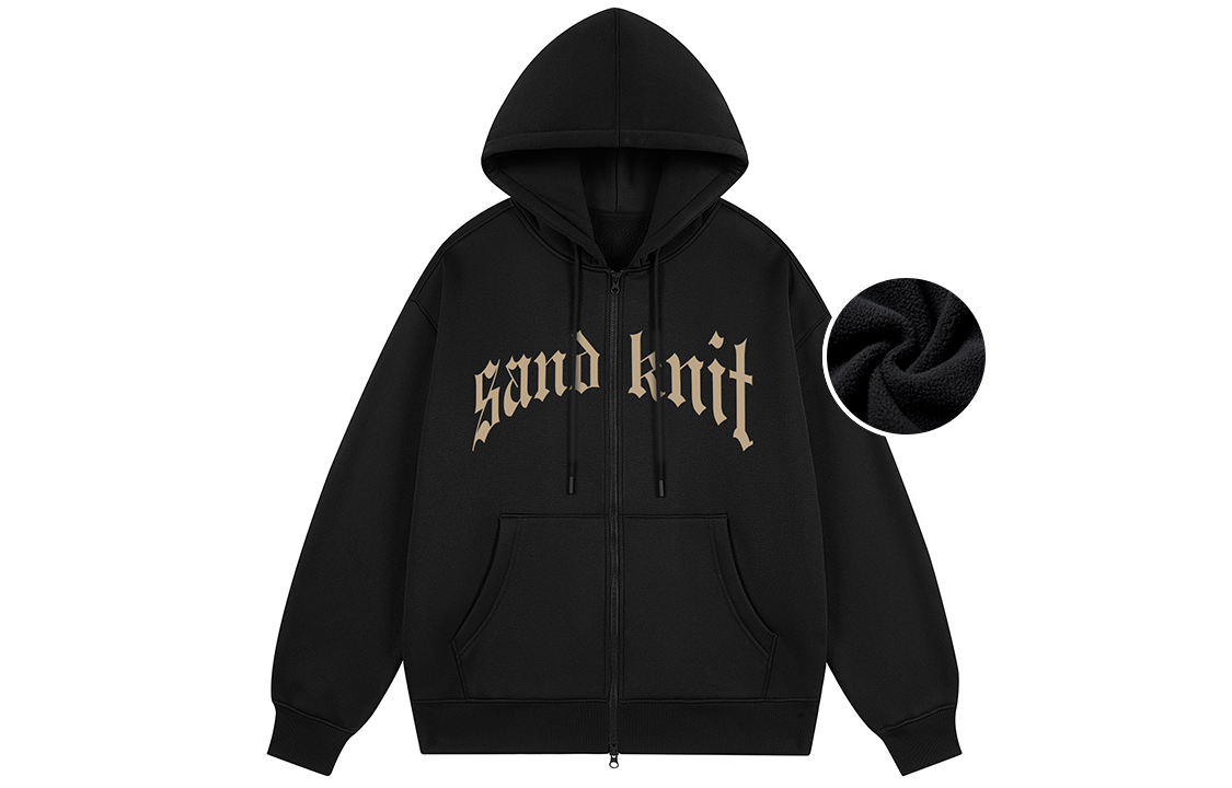 SandKnit Athflow Gothic Print Fleece Zip Hoodie Unisex Winter Collection WW040003