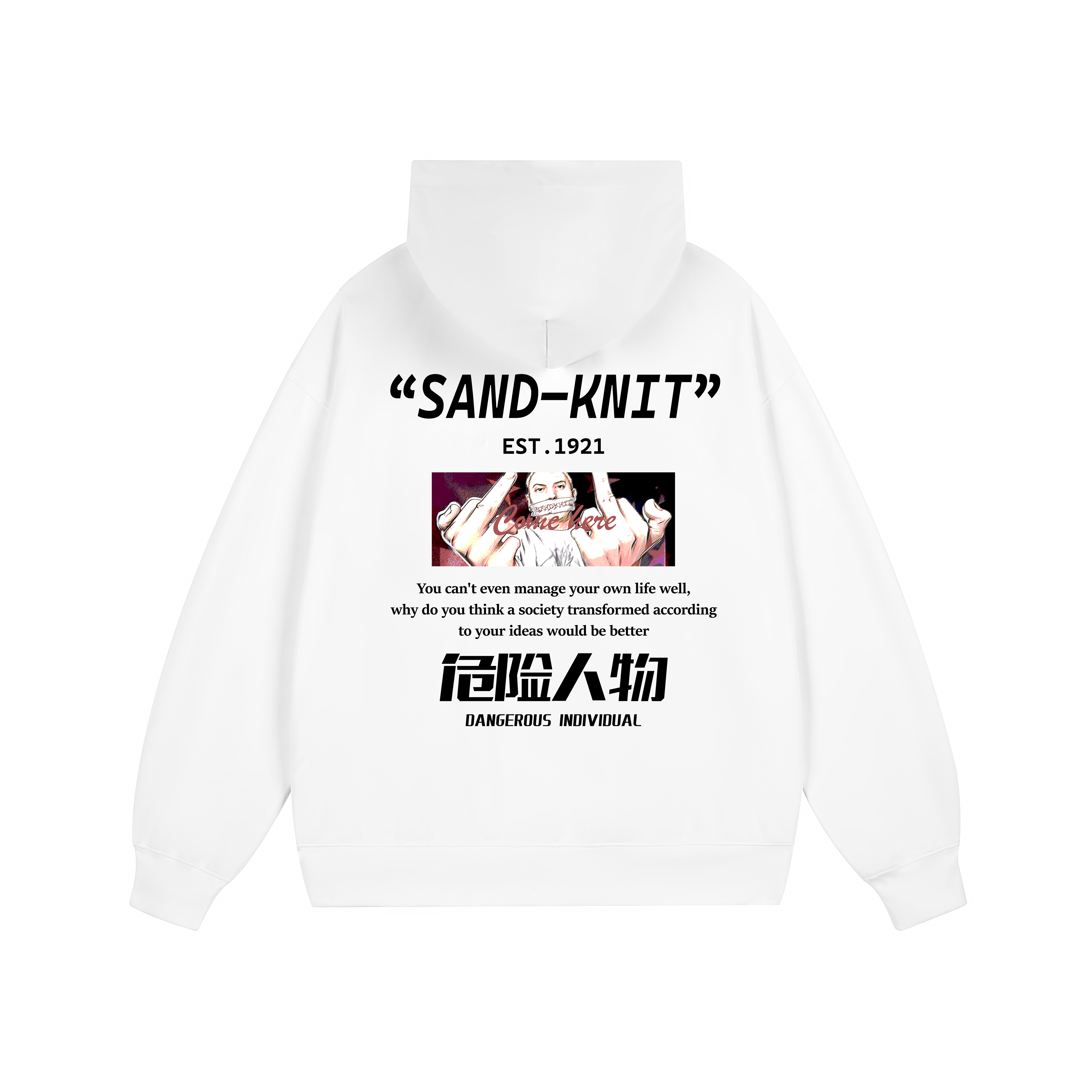 SandKnit Cartoon Character Letter Graphic Hoodie Unisex Pullover YX-1819-YH750