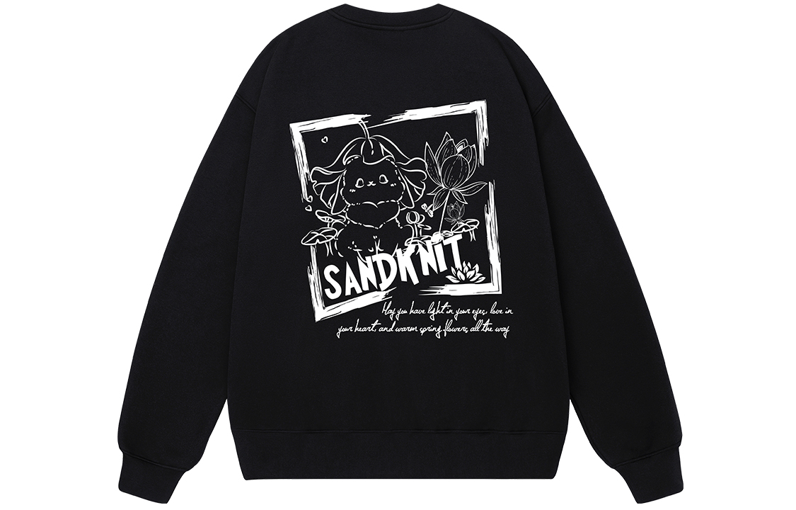 SandKnit Cartoon Lotus Rabbit Graphic Oversized Fleece Sweatshirt Unisex MM000021