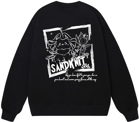 SandKnit 卡通荷花兔印花宽松加绒卫衣 男女同款 MM000021 Buy SandKnit 卡通荷花兔印花宽松加绒卫衣 男女同款 MM000021