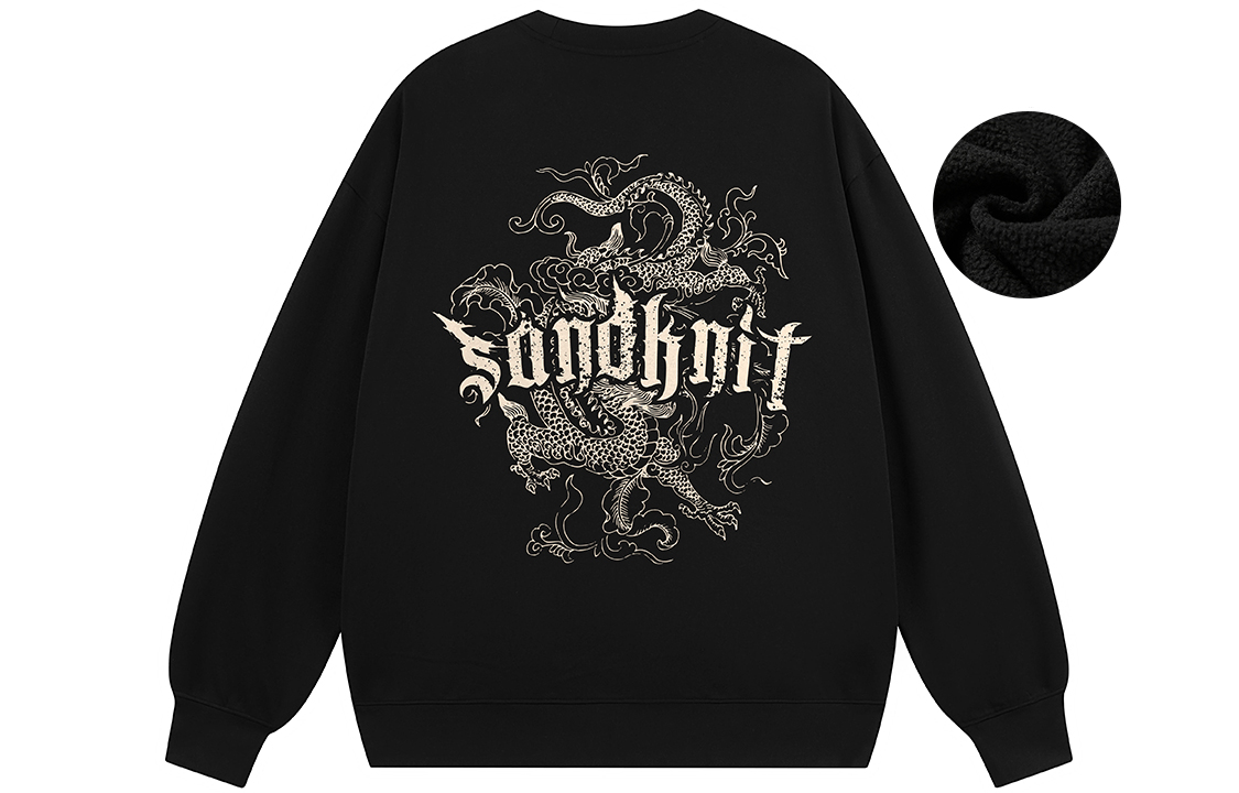 SandKnit Dragon Logo Loose Fit Fleece Pullover Sweatshirt Unisex WW034329