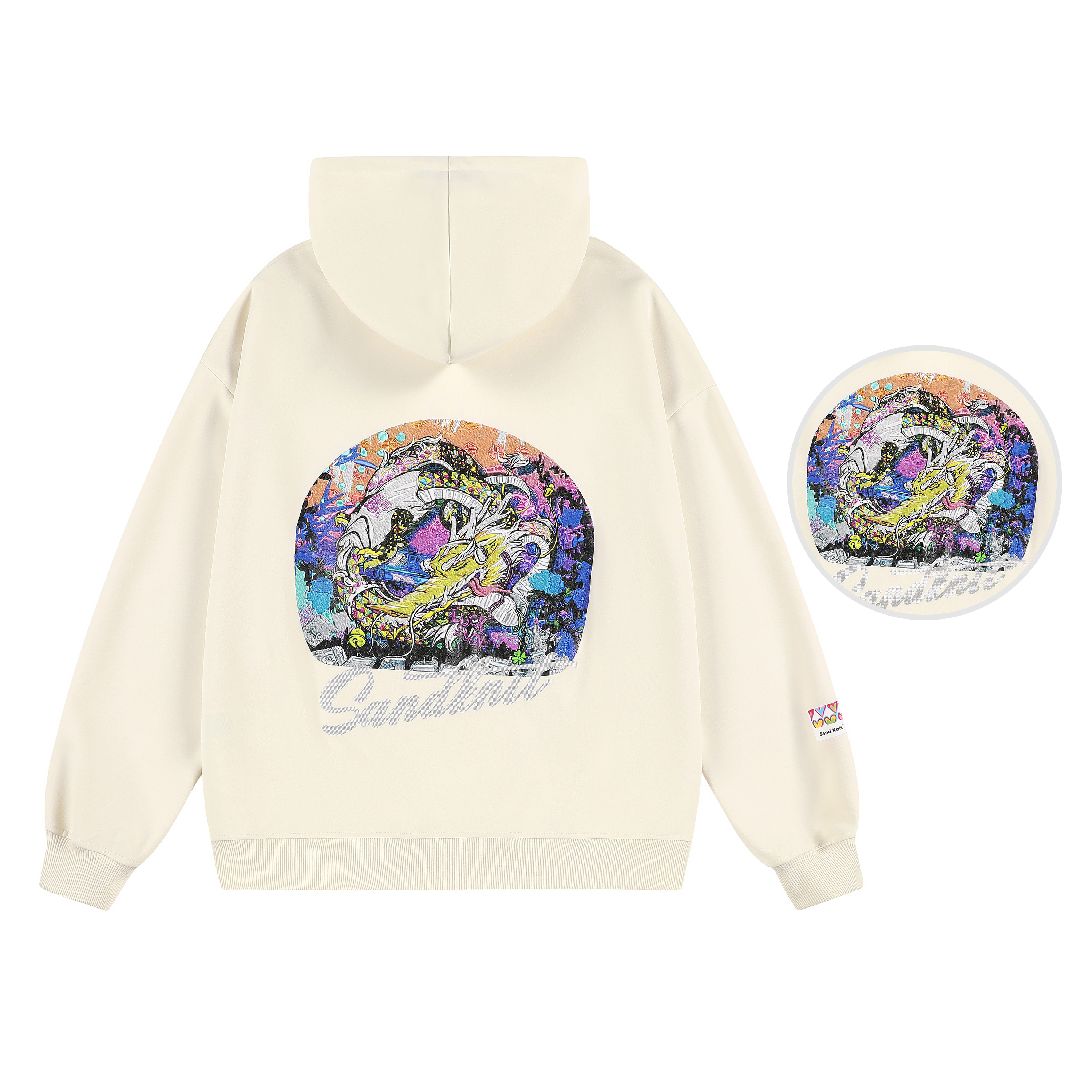 SandKnit Dragon Year Gradient Love Embroidery Hoodie Zip-Up Unisex YX-1820-YH728