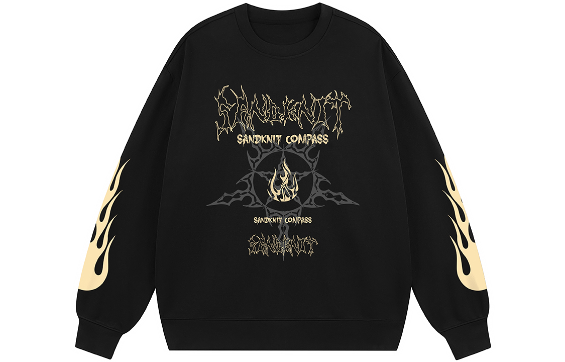 SandKnit Flame Logo Print Oversized Crewneck Sweatshirt Unisex WW034258