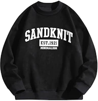 SandKnit FW22 Suede Pullover Crewneck Sweatshirt with 3D Logo Print Unisex WW041003 SandKnit FW22 Suede Pullover Crewneck Sweatshirt with 3D Logo Print Unisex WW041003