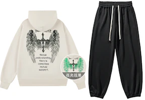 SandKnit Glow Wing Paisley Cross Logo Hoodie & Jogger Set Unisex Casual Wear YX-TA232330TZ702 SandKnit Glow Wing Paisley Cross Logo Hoodie & Jogger Set Unisex Casual Wear YX-TA232330TZ702