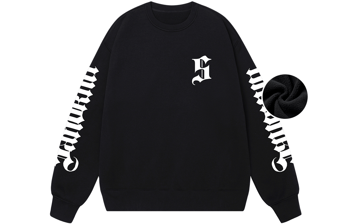 SandKnit Gothic Letter Logo Thick Fleece Sweatshirt Unisex Winter Casual Wear MM000004