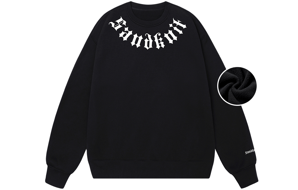 SandKnit Gothic Logo Print Oversized Fleece Sweatshirt Unisex Casual Style MM000003