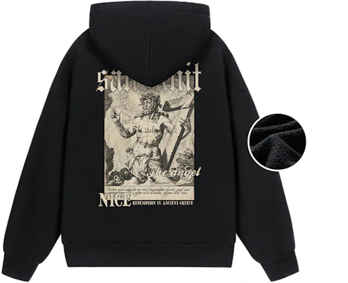 サンドニット ゴシックプリント フリース裏地 フーディ ジャケット 冬 ユニセックス WW040001 Buy サンドニット ゴシックプリント フリース裏地 フーディ ジャケット 冬 ユニセックス WW040001