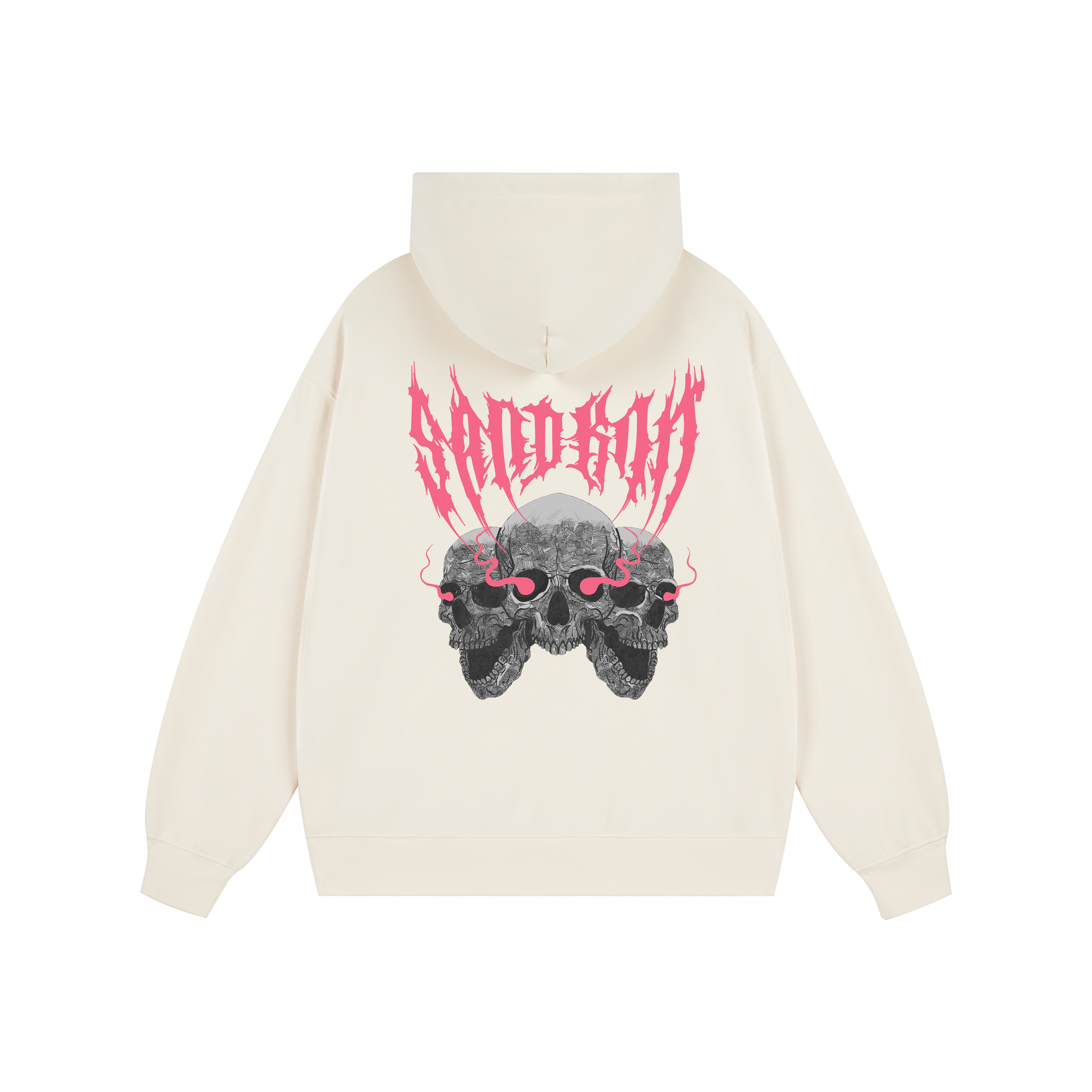 SandKnit Gothic Skull Letter Print Oversized Heavyweight Hoodie Unisex YX-1819-YH759