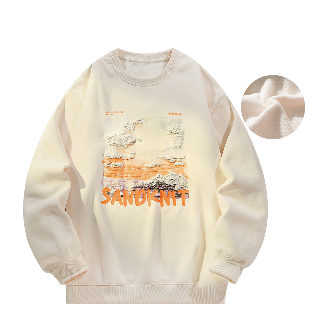 SandKnit Gradient Sunrise Print Thick Fleece Oversized Sweatshirt Unisex YX-1818-1YH621JR
