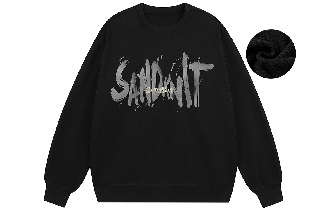SandKnit Graffiti Logo Print Oversized Crewneck Fleece Sweatshirt Unisex WW034334