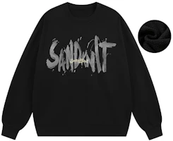SandKnit Graffiti Logo Print Oversized Crewneck Fleece Sweatshirt Unisex WW034334 SandKnit Graffiti Logo Print Oversized Crewneck Fleece Sweatshirt Unisex WW034334