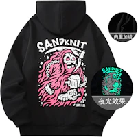 SandKnit Halloween Skull Snake Print Loose Fit Unisex Zip-Up Hoodie. YX-1820YH595 SandKnit Halloween Skull Snake Print Loose Fit Unisex Zip-Up Hoodie. YX-1820YH595