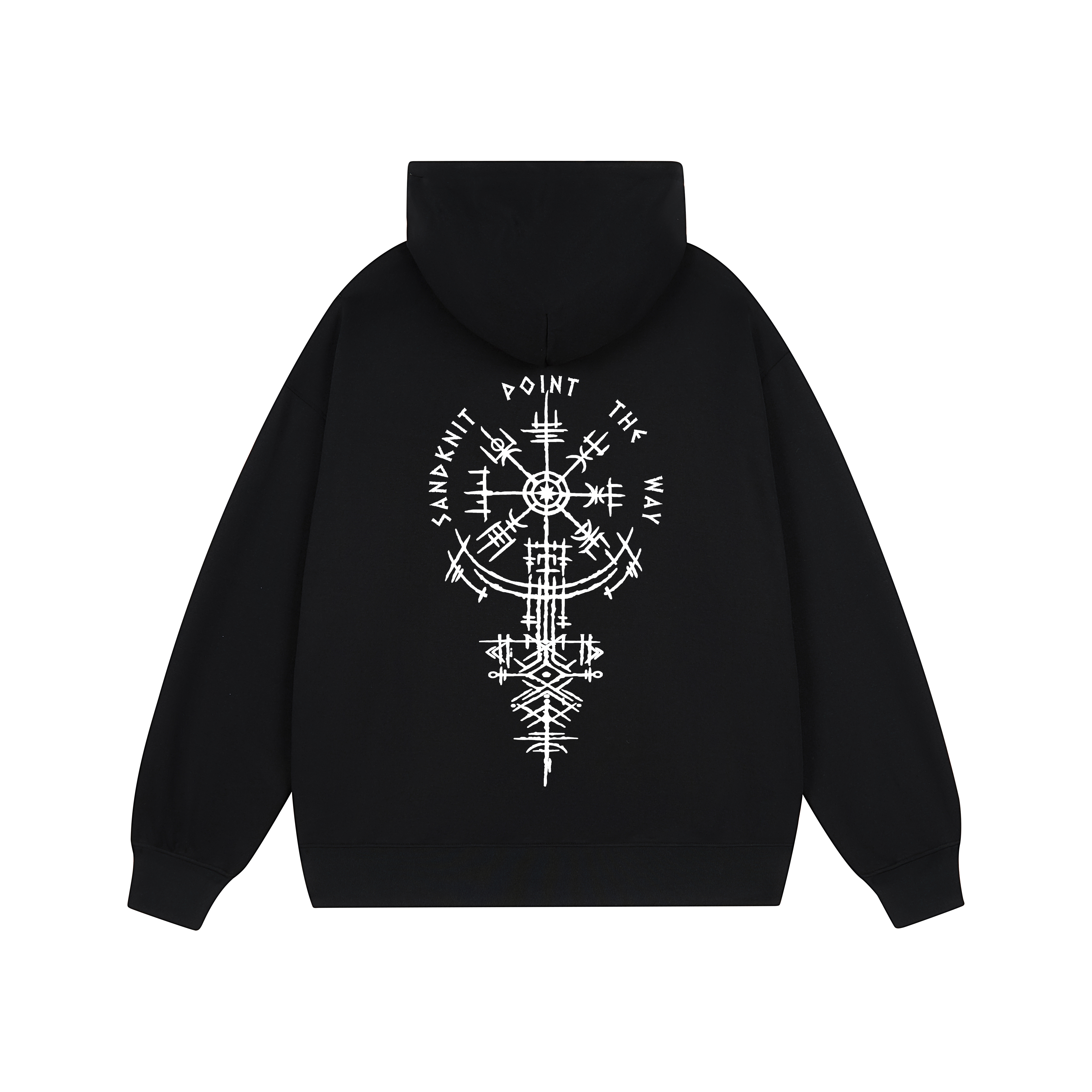SandKnit Hand-Painted Compass Array Logo Graphic Heavyweight Hoodie Unisex Loose Fit YX-1819-YH776