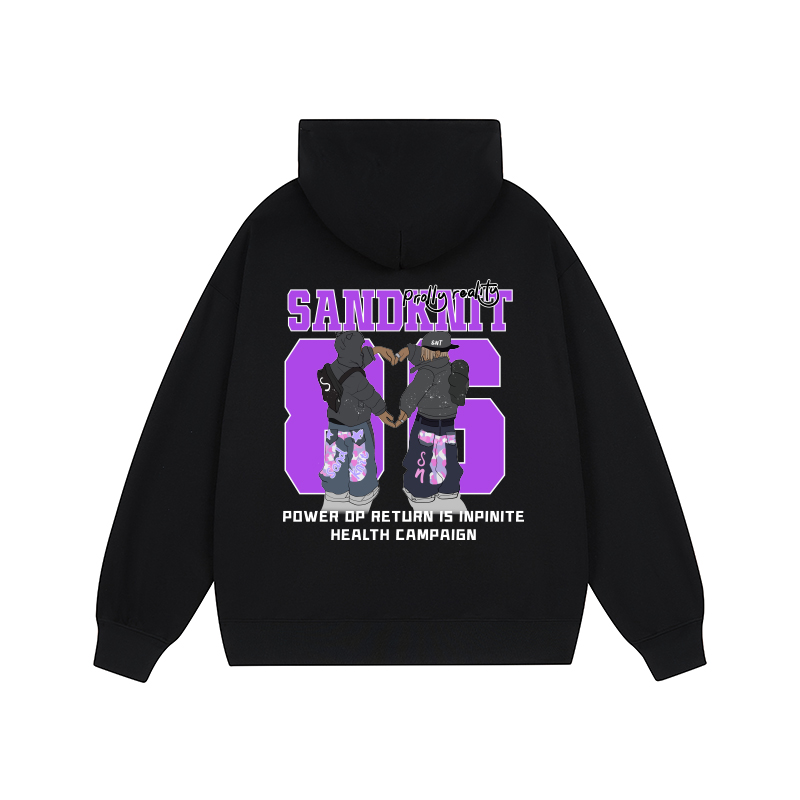 SandKnit Hip-Hop Street Cartoon Logo Print Loose Hoodie Unisex Casual Pullover. YX-1819YH545