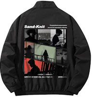 SandKnit Letter Logo Print Casual Loose Stand Collar Jacket Unisex. YX-233527 SandKnit Letter Logo Print Casual Loose Stand Collar Jacket Unisex. YX-233527