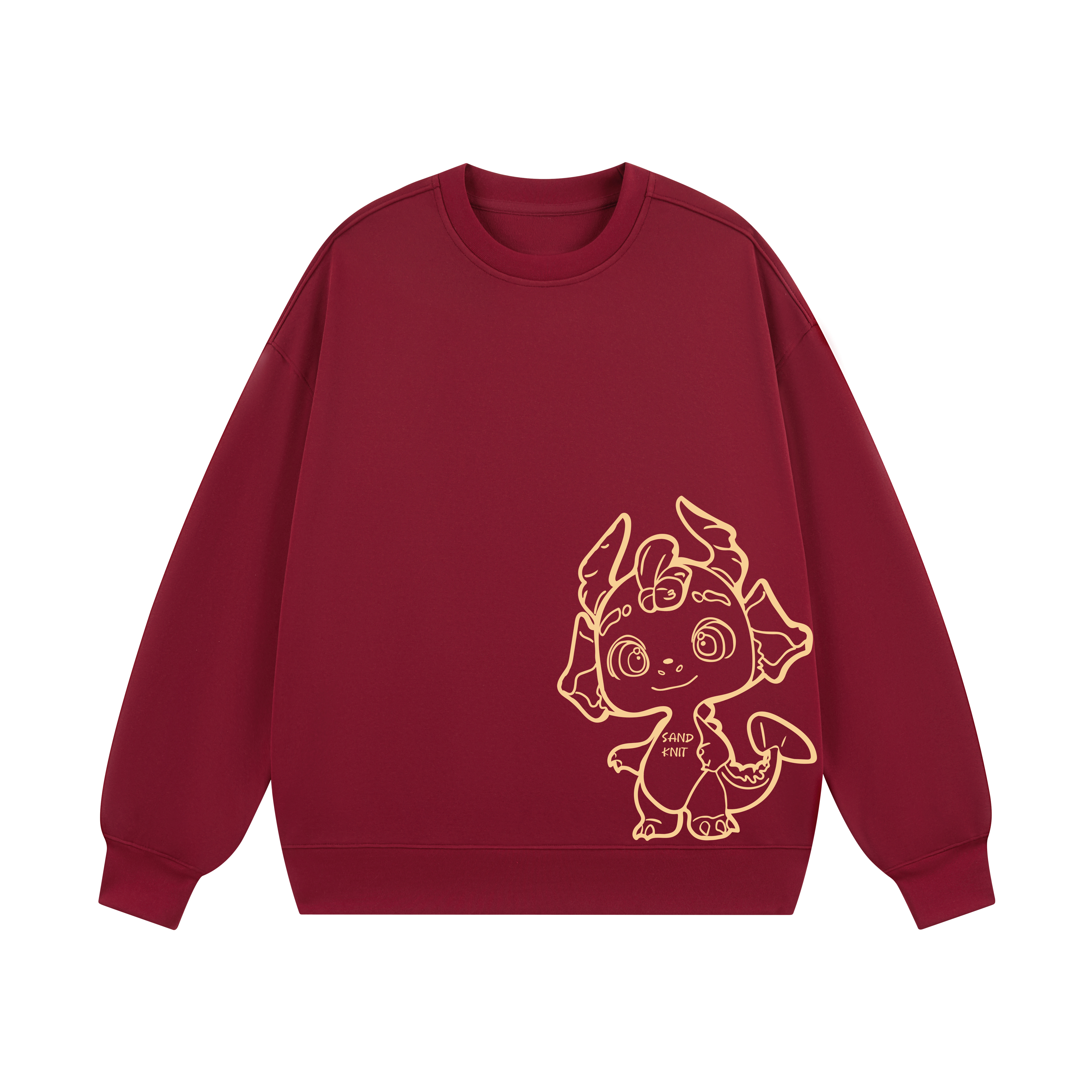 SandKnit Lunar New Year Cartoon Dragon Logo Crewneck Sweatshirt Unisex Casual Fit YX-1818-YH748