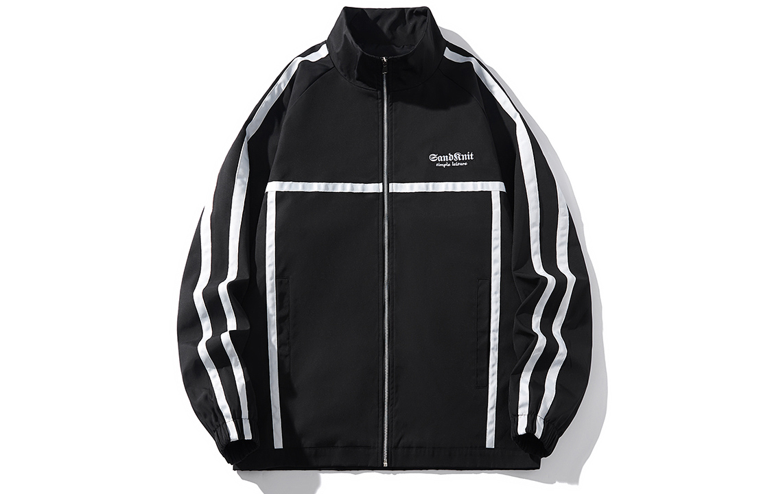 SandKnit Minimalist Gothic Logo Embroidery Biker Jacket Unisex Couples Style WW051002