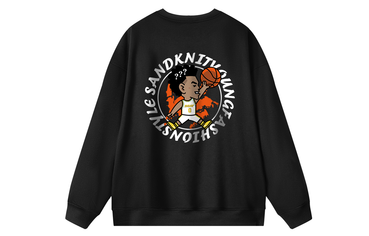 SandKnit Nick Young Printed Loose Fit Fleece Pullover Sweatshirt Unisex WM011025